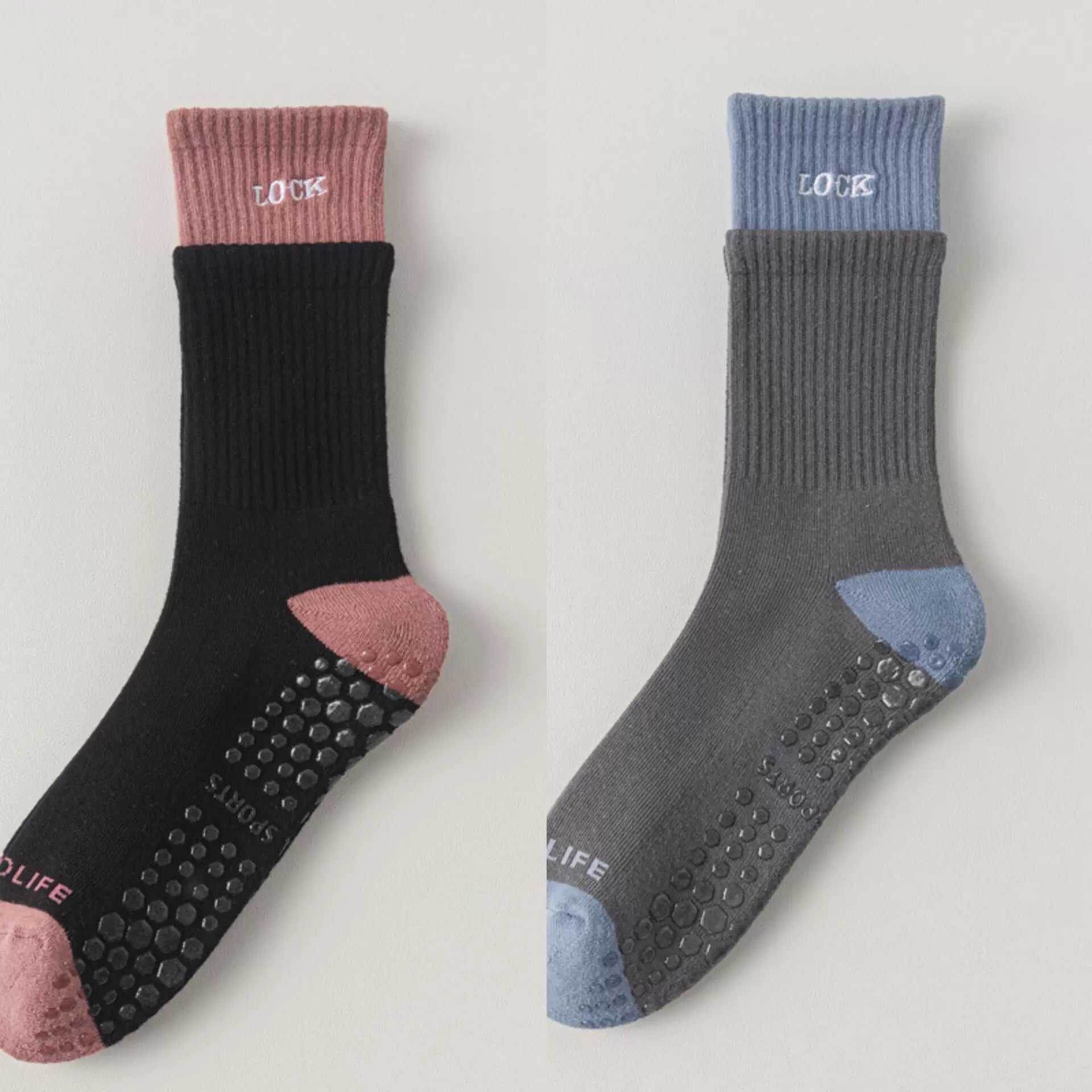 Findszx | Women’s Cushioned Mid-Calf Cotton Yoga Socks with Grip for Pilates & Indoor Fitness