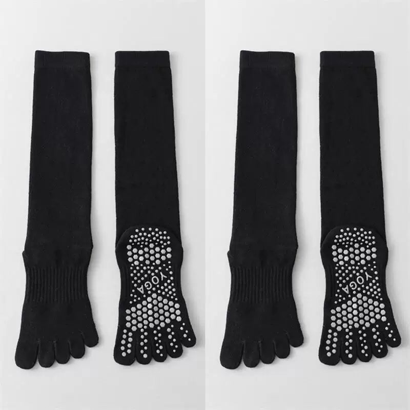 Findszx | Women’s Lightweight Long-Calf Five-Toe Yoga Socks with Grip for Pilates & Indoor Training