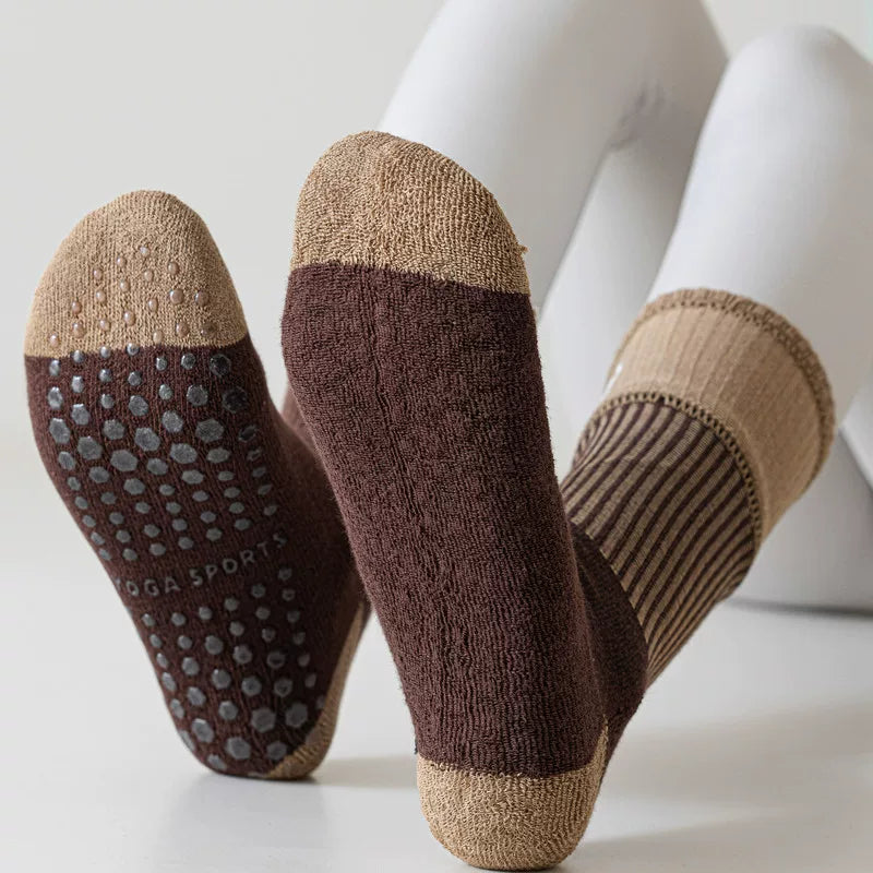 Findszx | Women’s Cushioned Mid-Calf Cotton Yoga Socks with Grip for Pilates & Indoor Fitness