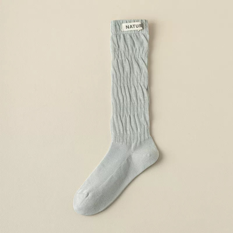 Findszx | Women’s Mid-High Calf Cotton Socks with Fabric Label Detail for Spring & Summer Wear