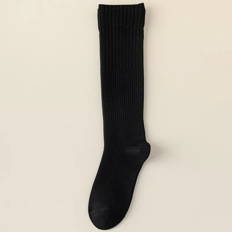 Findszx | Women’s Striped Knee-Length Cotton Socks with Seamless Knit for Spring & Autumn Wear