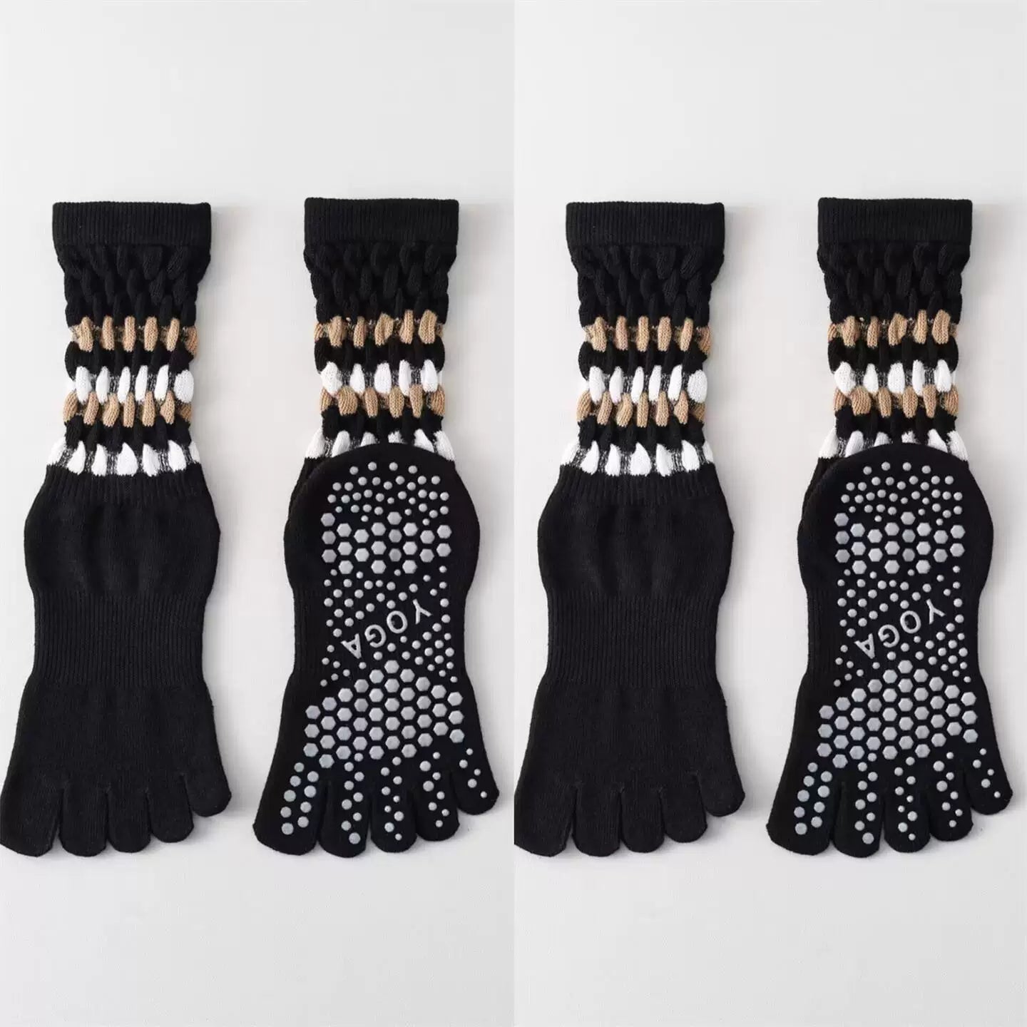 Findszx | Women’s Cotton Five-Toe Yoga Socks with Grip for Pilates, Studio Training & Indoor Fitness