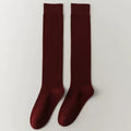 Findszx | Women’s Burgundy Angora-Blend Calf Socks with Soft Pile Texture for Spring & Autumn Wear