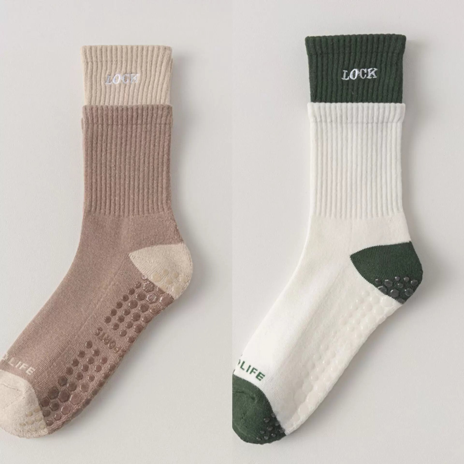 Findszx | Women’s Cushioned Mid-Calf Cotton Yoga Socks with Grip for Pilates & Indoor Fitness