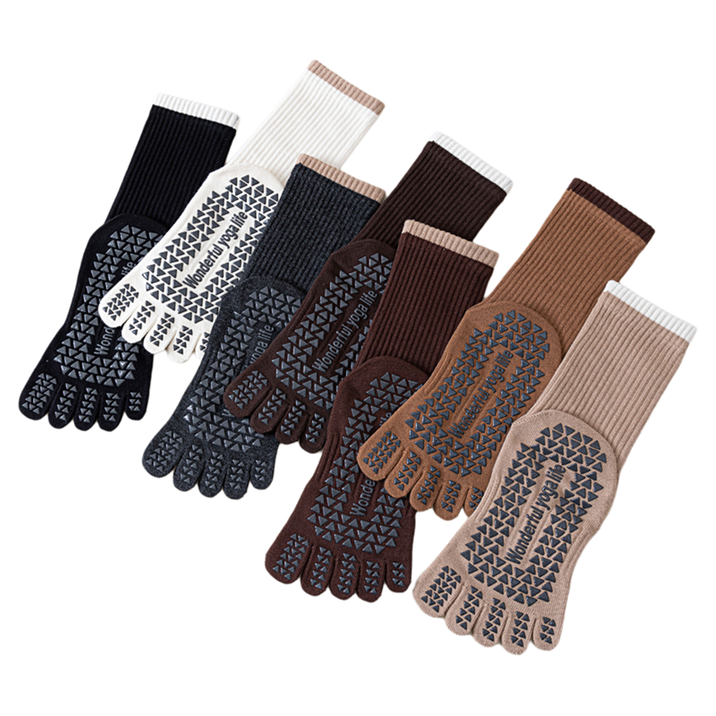 Findszx | Women’s Striped Five-Toe Yoga Socks with Grip for Pilates, Dance & Indoor Fitness