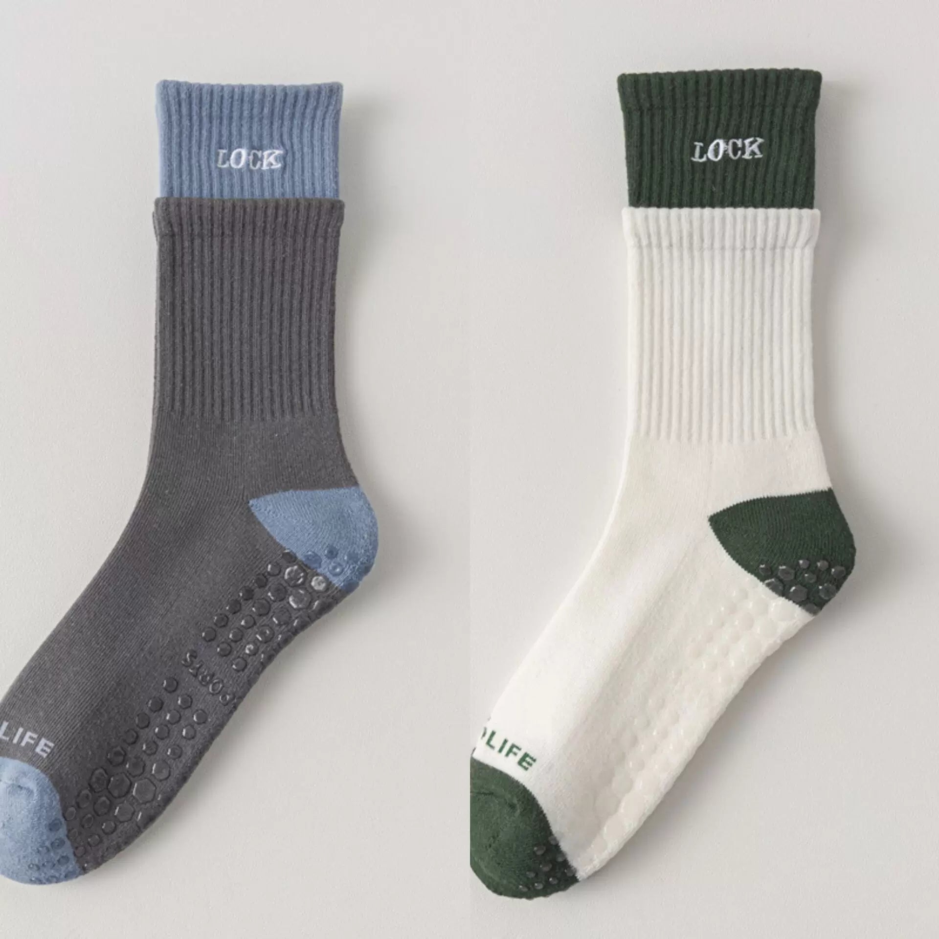 Findszx | Women’s Cushioned Mid-Calf Cotton Yoga Socks with Grip for Pilates & Indoor Fitness