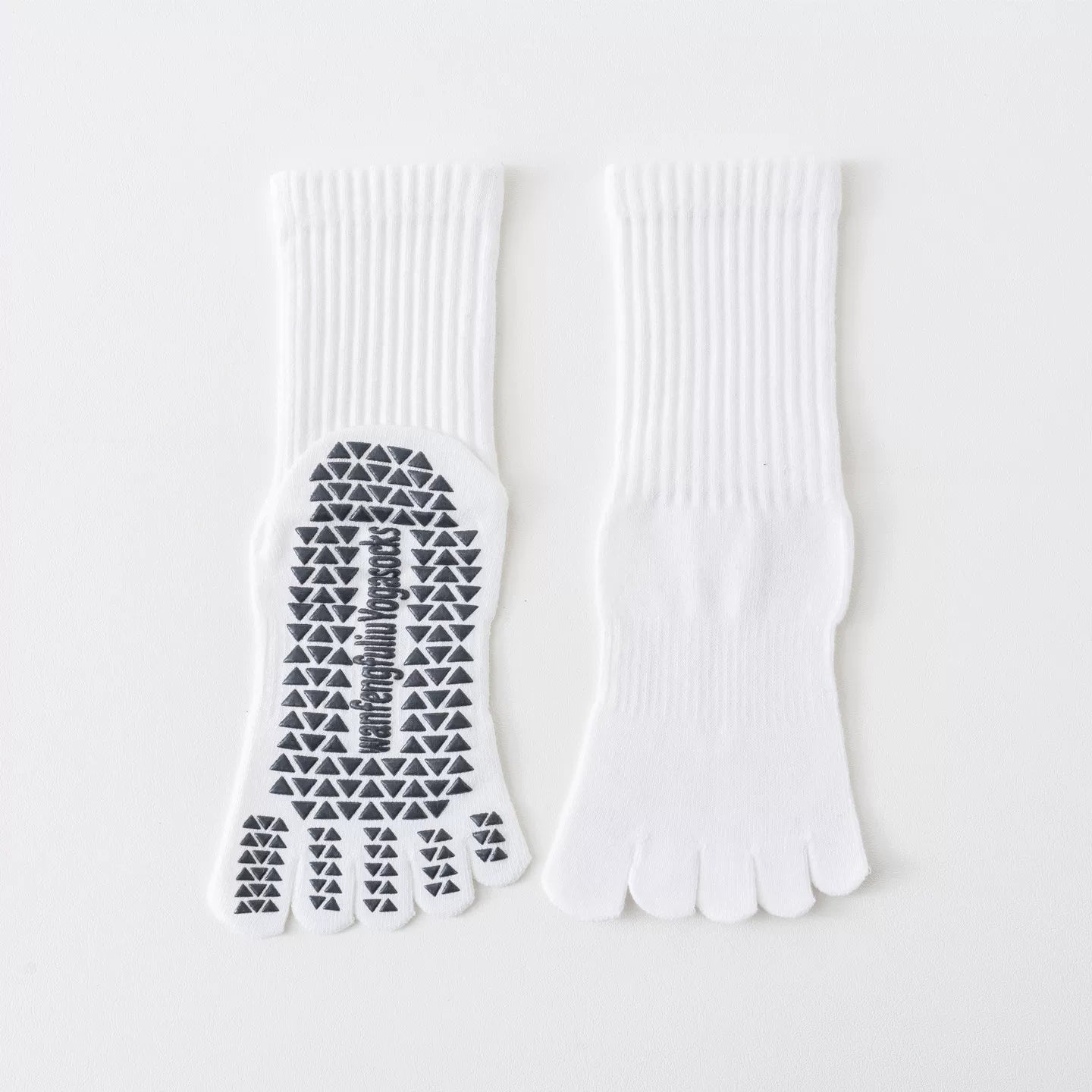 Findszx | Women’s Solid Color Mid-Calf Five-Toe Yoga Socks with Grip for Pilates & Indoor Fitness