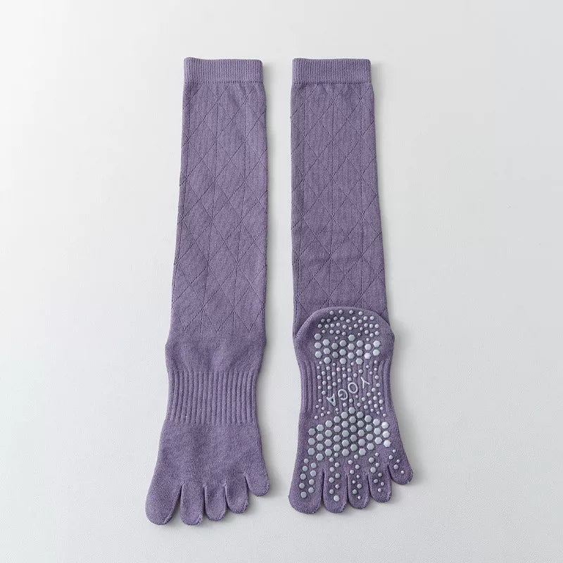 Findszx | Women’s Lightweight Long-Calf Five-Toe Yoga Socks with Grip for Pilates & Indoor Training