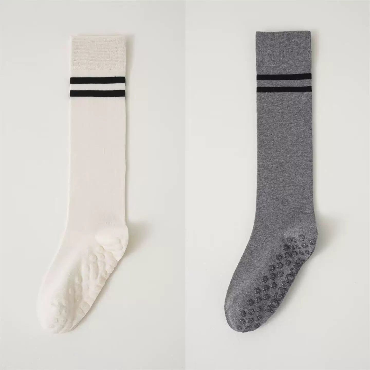 Findszx | Women’s Striped Long-Calf Yoga Socks with Grip for Pilates & Indoor Training