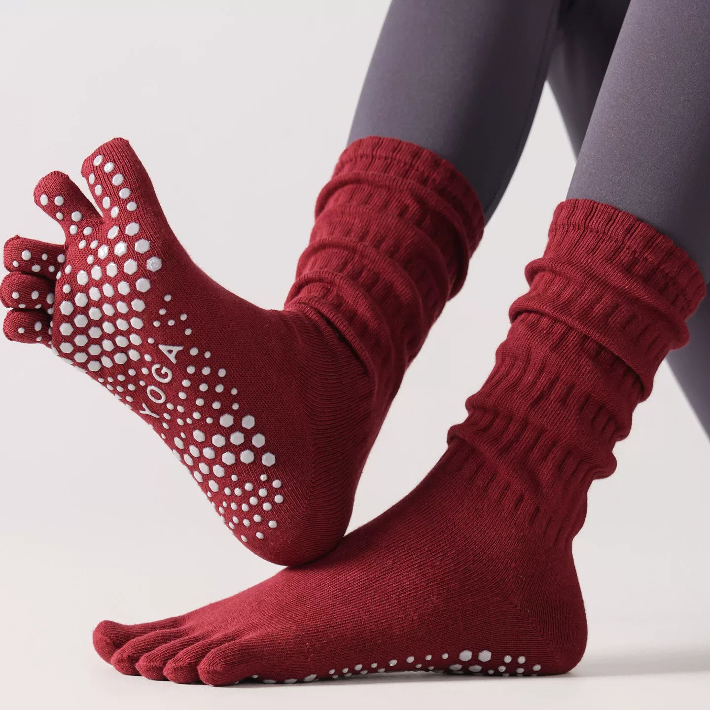 Findszx | Five-Toe Calf Socks for Yoga & Pilates Wear, Clean Minimal Design, Everyday Active Style