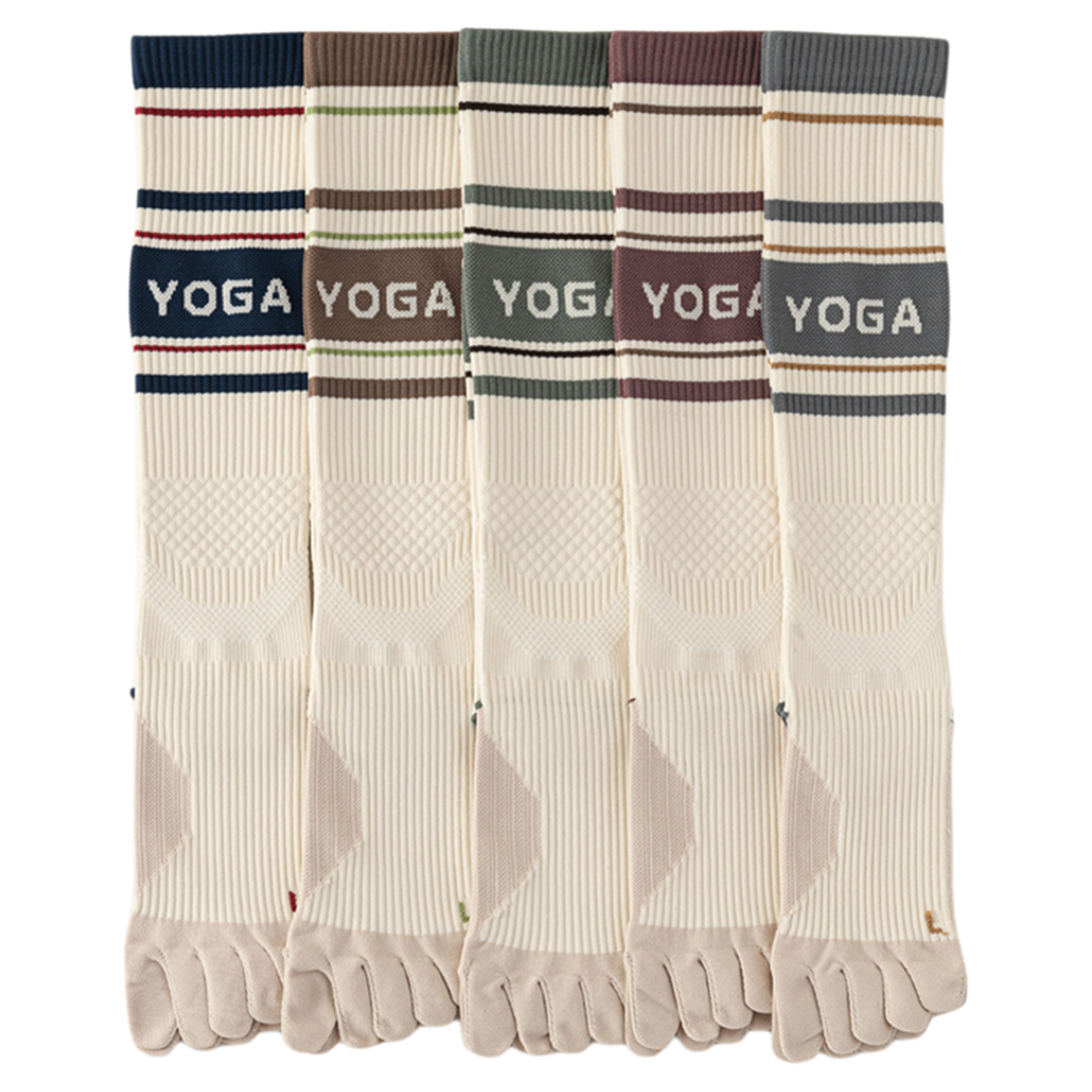 Findszx | Women’s Five-Toe Calf Socks for Active Wear, Color-Block Letter Design, Everyday Sports Style