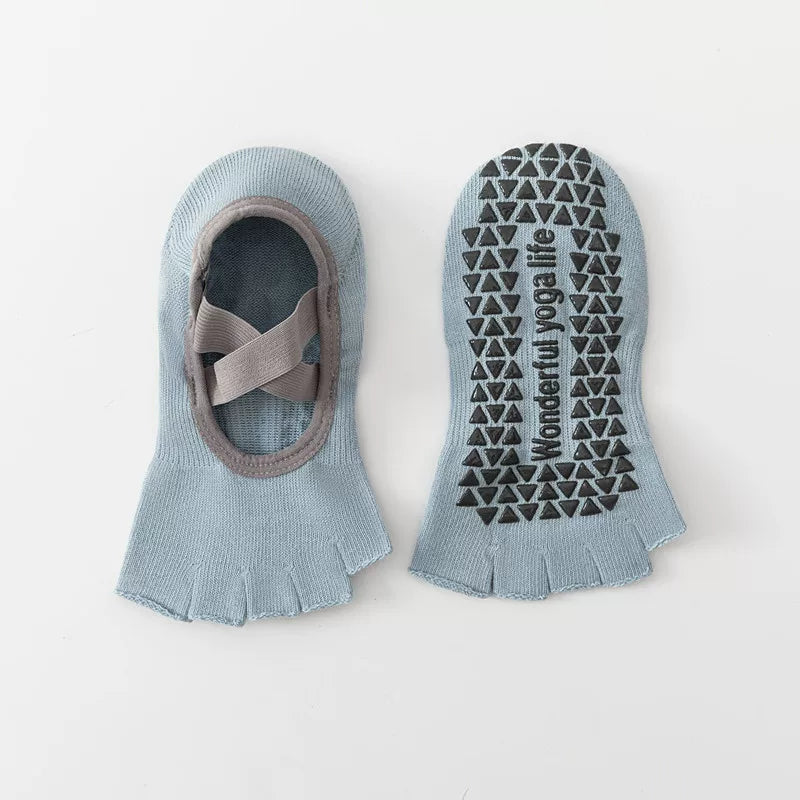 Findszx | Women’s Short-Cuff Open-Toe Five-Toe Yoga Socks with Grip for Pilates & Indoor Fitness