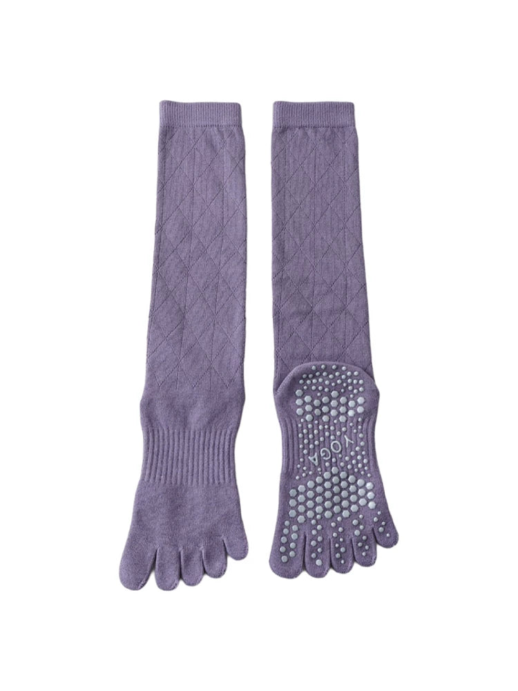 Findszx | Women’s Lightweight Long-Calf Five-Toe Yoga Socks with Grip for Pilates & Indoor Training