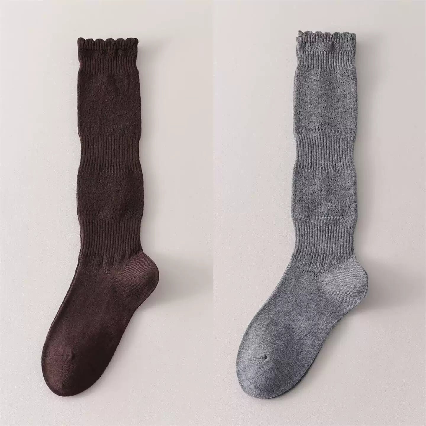 Findszx | Women’s Merino Wool Lace Calf Socks with Open-Knit Texture for Everyday Fashion Wear