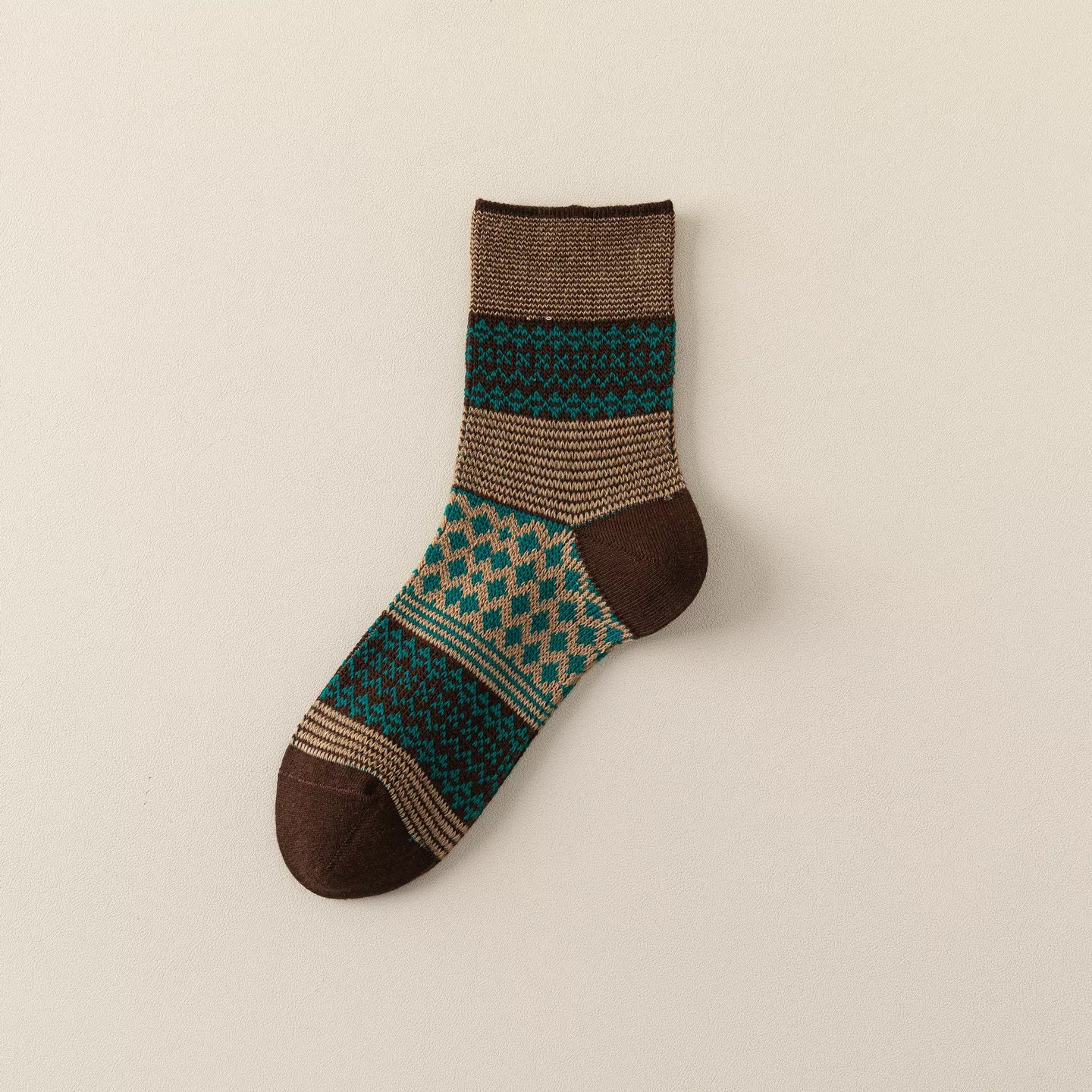 Findszx | Women’s Mid-Calf Cotton Socks with Double-Knit Pile Texture for Autumn & Winter Wear
