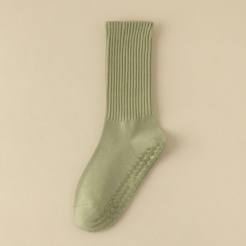Findszx | Women’s Solid Color Mid-Calf Yoga Socks with Grip for Pilates & Indoor Fitness