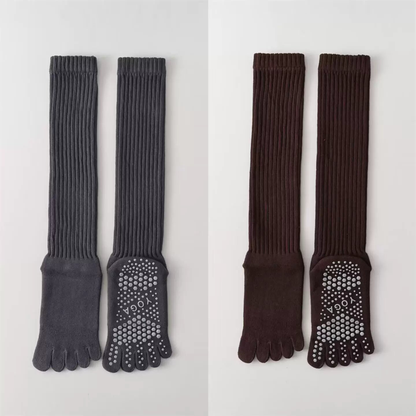 Findszx | Women’s Warm Long-Calf Five-Toe Yoga Socks with Grip for Pilates & Indoor Fitness