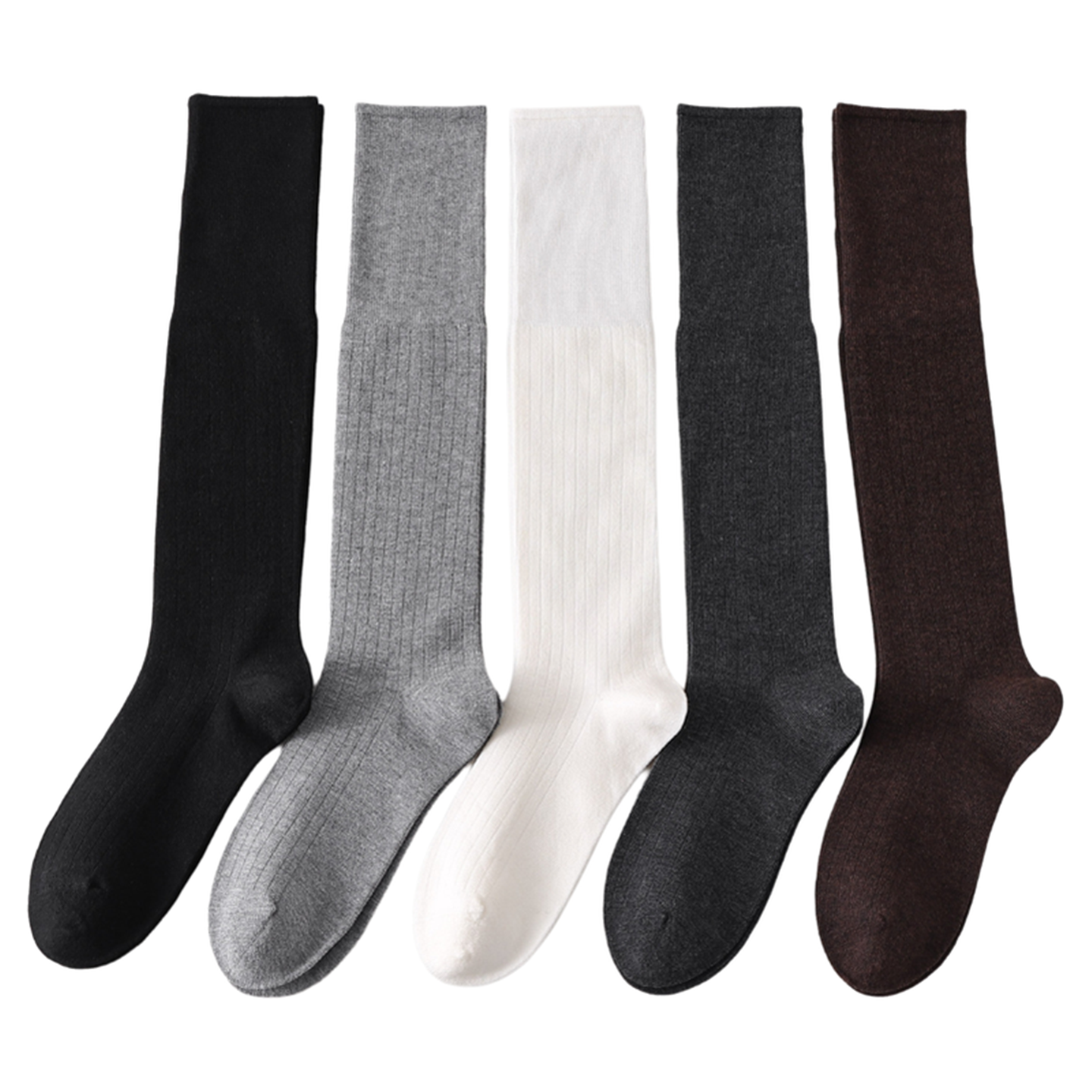 Findszx | Women’s Lightweight Wool-Blend Calf Socks in Solid Colors for Spring & Autumn Wear