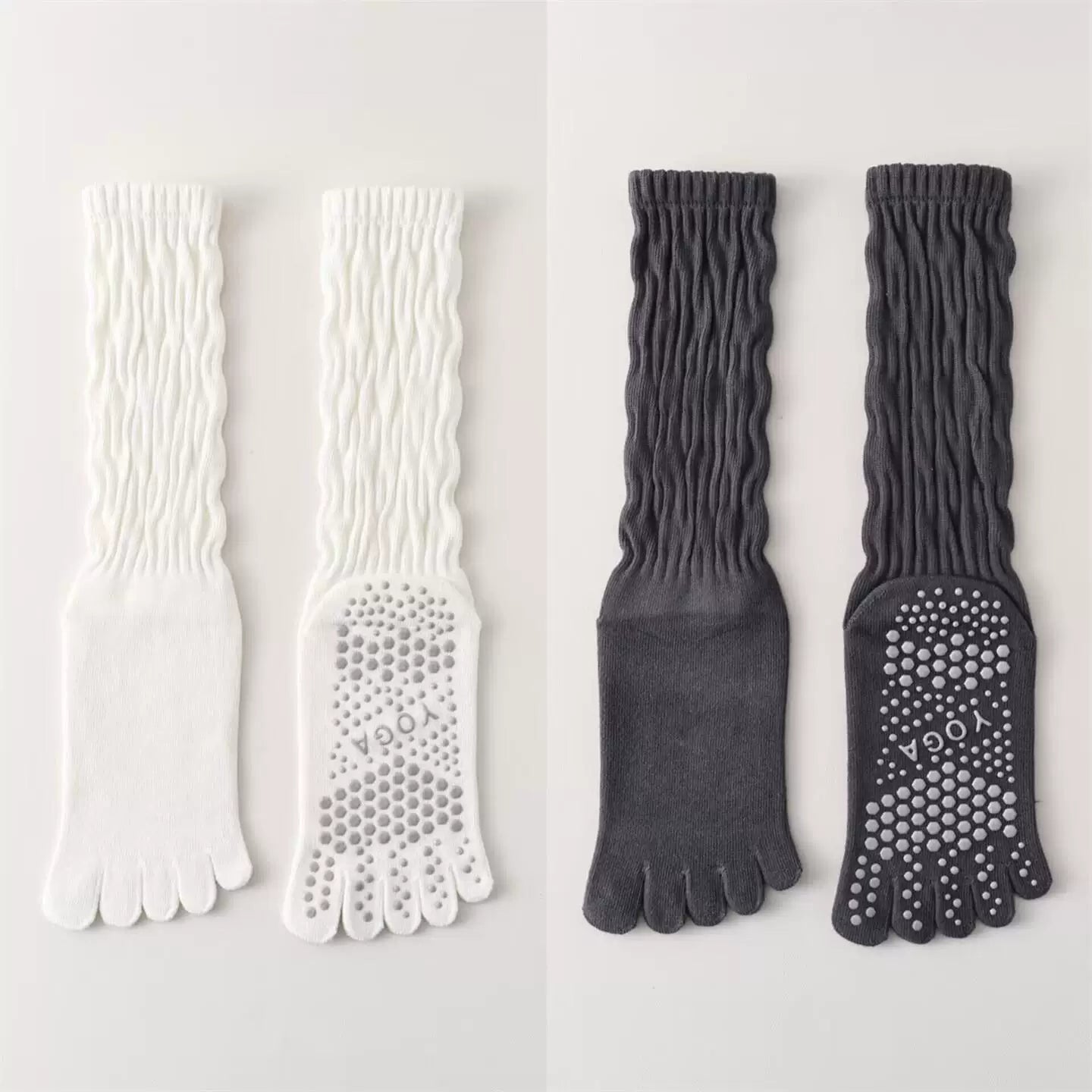 Findszx | Five-Toe Calf Socks for Yoga & Pilates Wear, Clean Minimal Design, Everyday Active Style