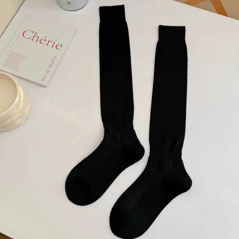 Findszx | Relaxed-Fit Knee-Length Socks for Women, Solid Color Design, Spring & Summer Everyday Style