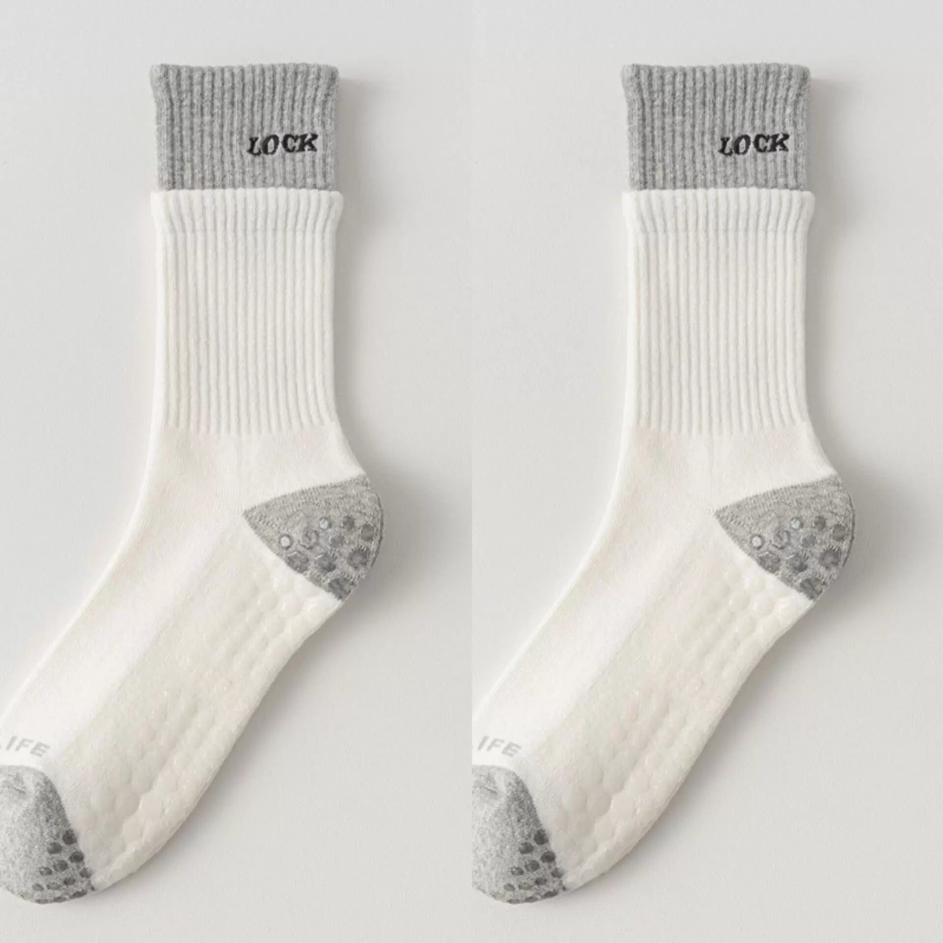 Findszx | Women’s Cushioned Mid-Calf Cotton Yoga Socks with Grip for Pilates & Indoor Fitness