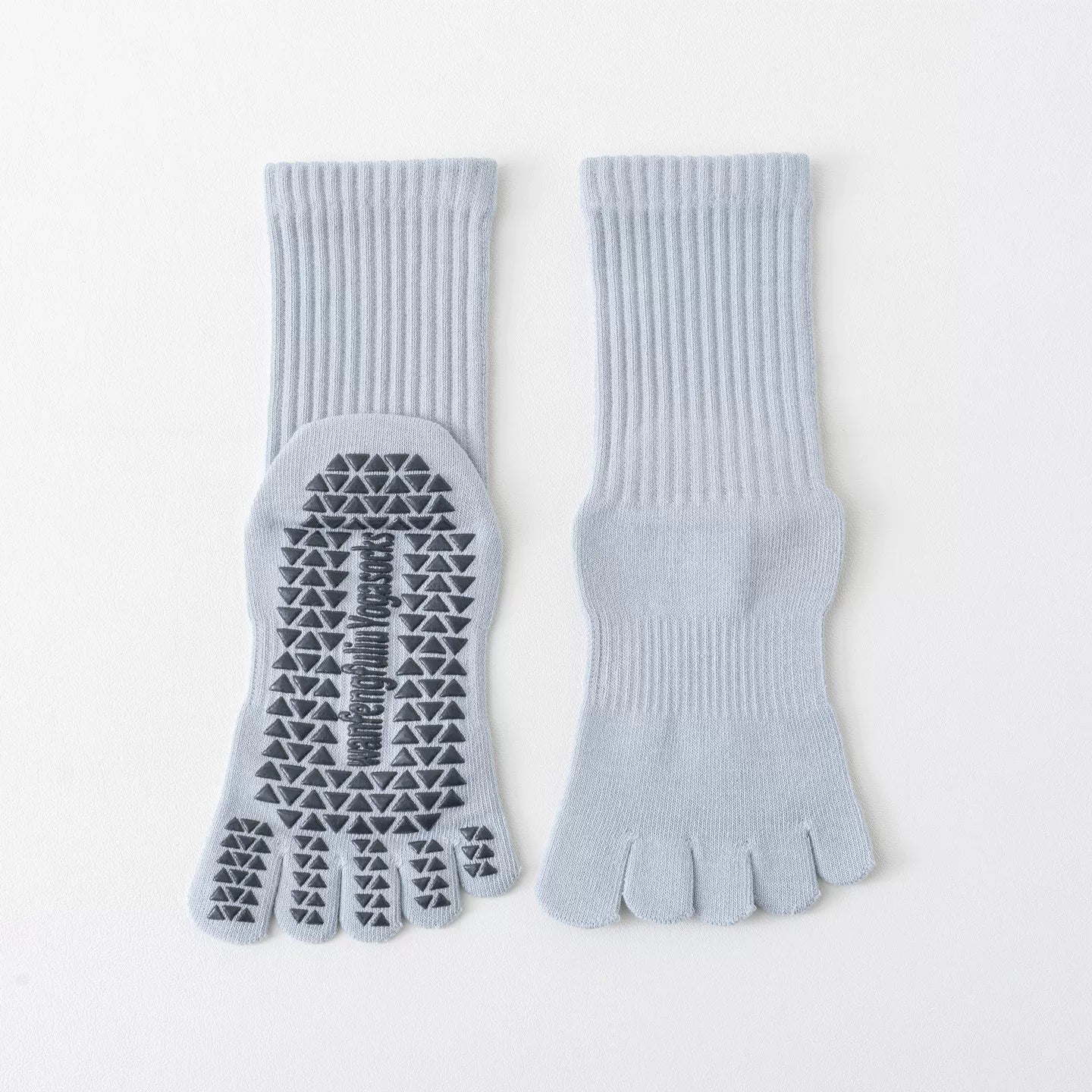 Findszx | Women’s Solid Color Mid-Calf Five-Toe Yoga Socks with Grip for Pilates & Indoor Fitness