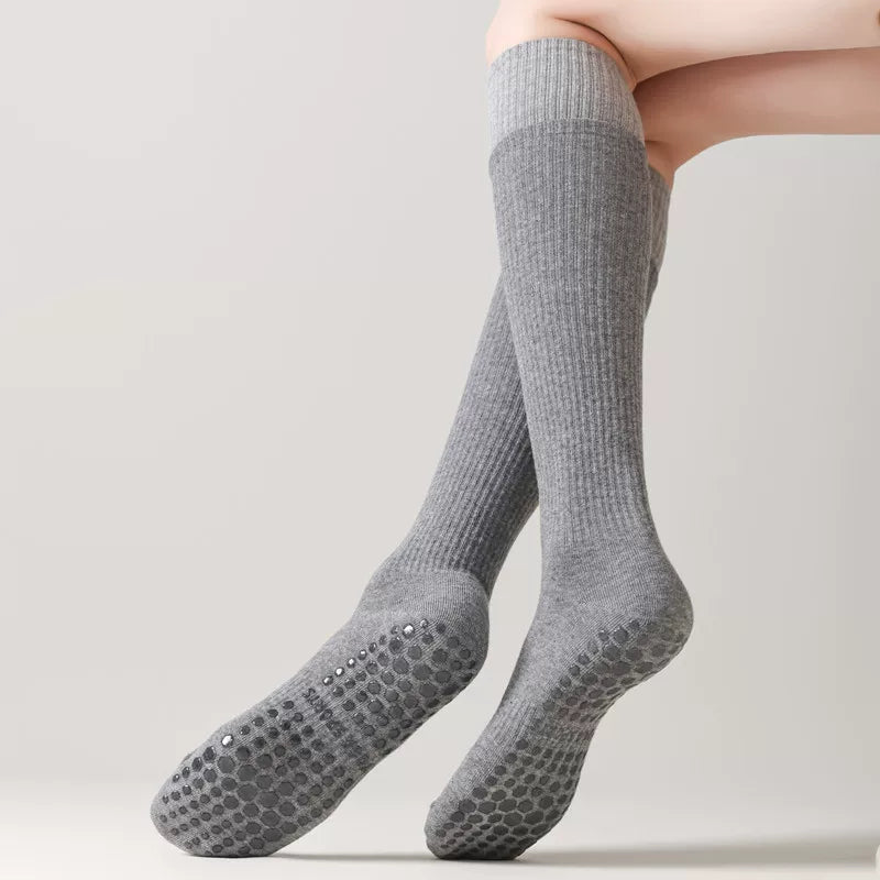 Findszx | Long Calf Yoga Socks with Double-Cuff Design, Indoor Activity & Pilates Wear