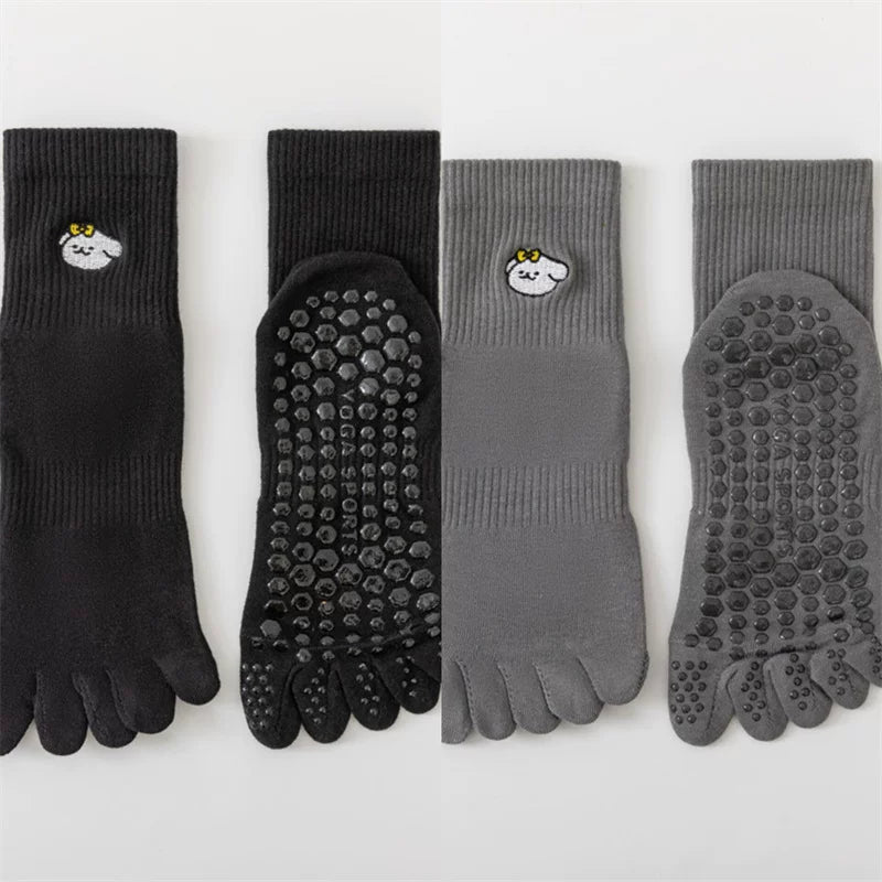 Findszx | Women’s Mid-Calf Five-Toe Cotton Yoga Socks with Grip for Pilates & Indoor Training