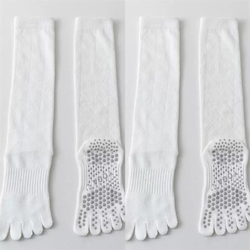 Findszx | Women’s Lightweight Long-Calf Five-Toe Yoga Socks with Grip for Pilates & Indoor Training