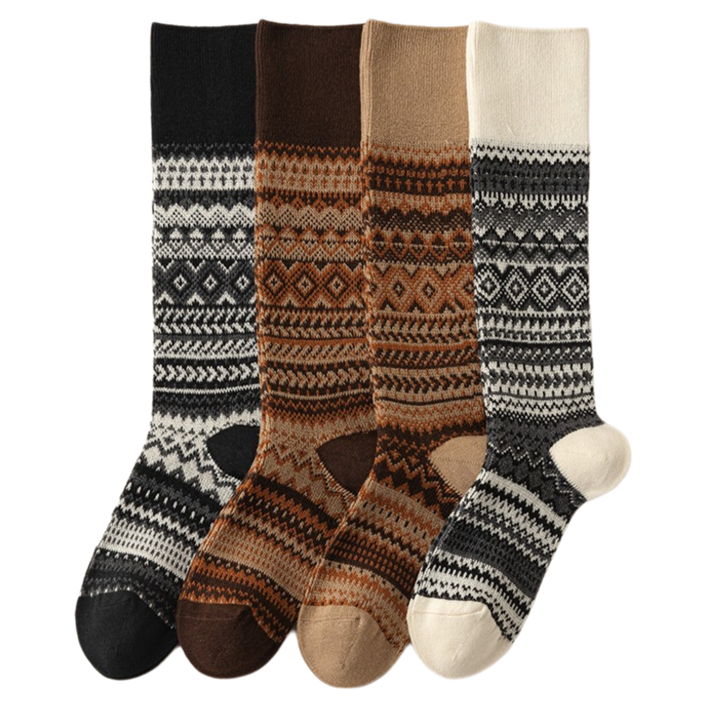 Findszx | Women’s Retro-Inspired High Cotton Socks with Double-Knit Design for Autumn & Winter Wear
