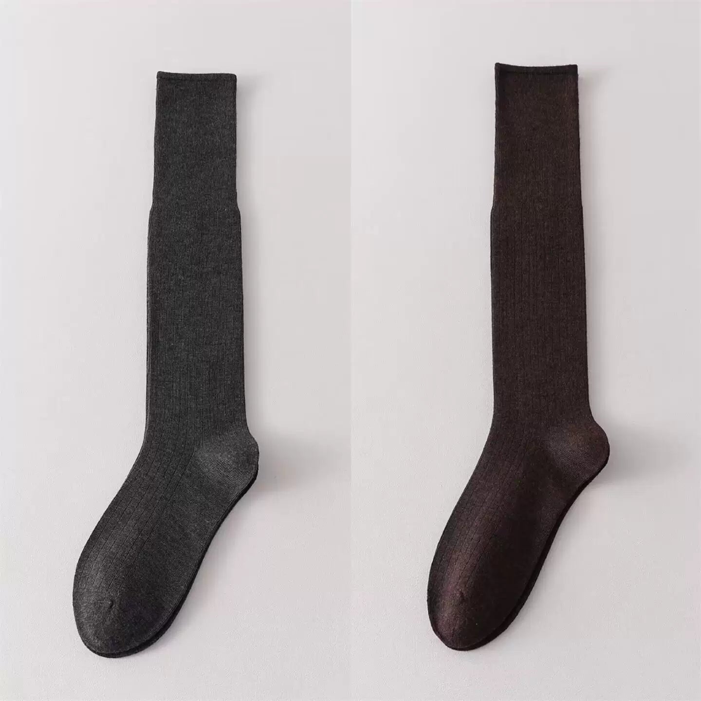 Findszx | Women’s Lightweight Wool-Blend Calf Socks in Solid Colors for Spring & Autumn Wear
