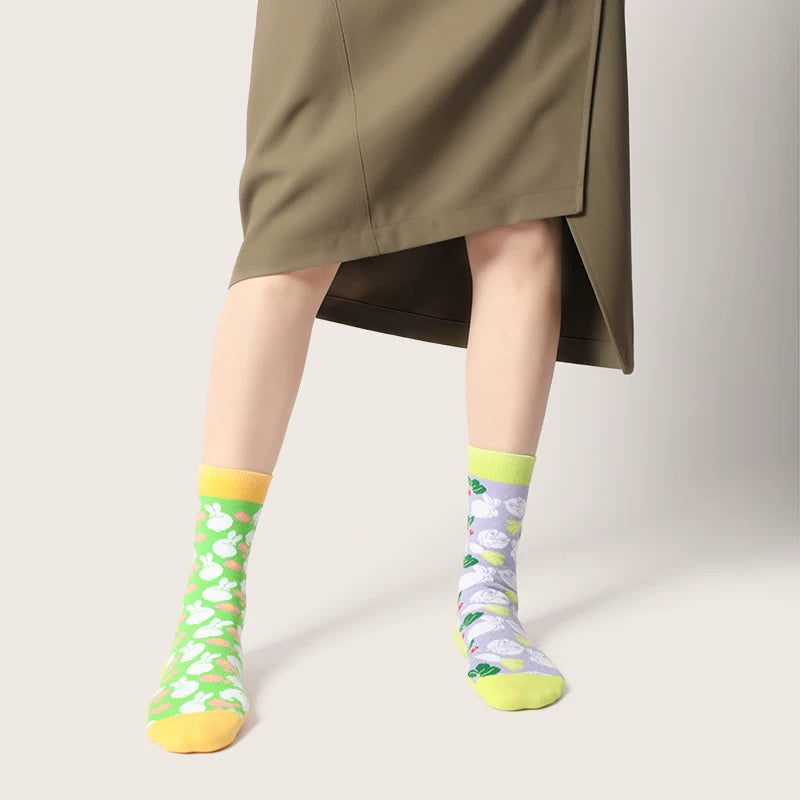 Findszx | Women’s Asymmetrical Mid-Calf Cotton Socks with Modern Design for Everyday Wear