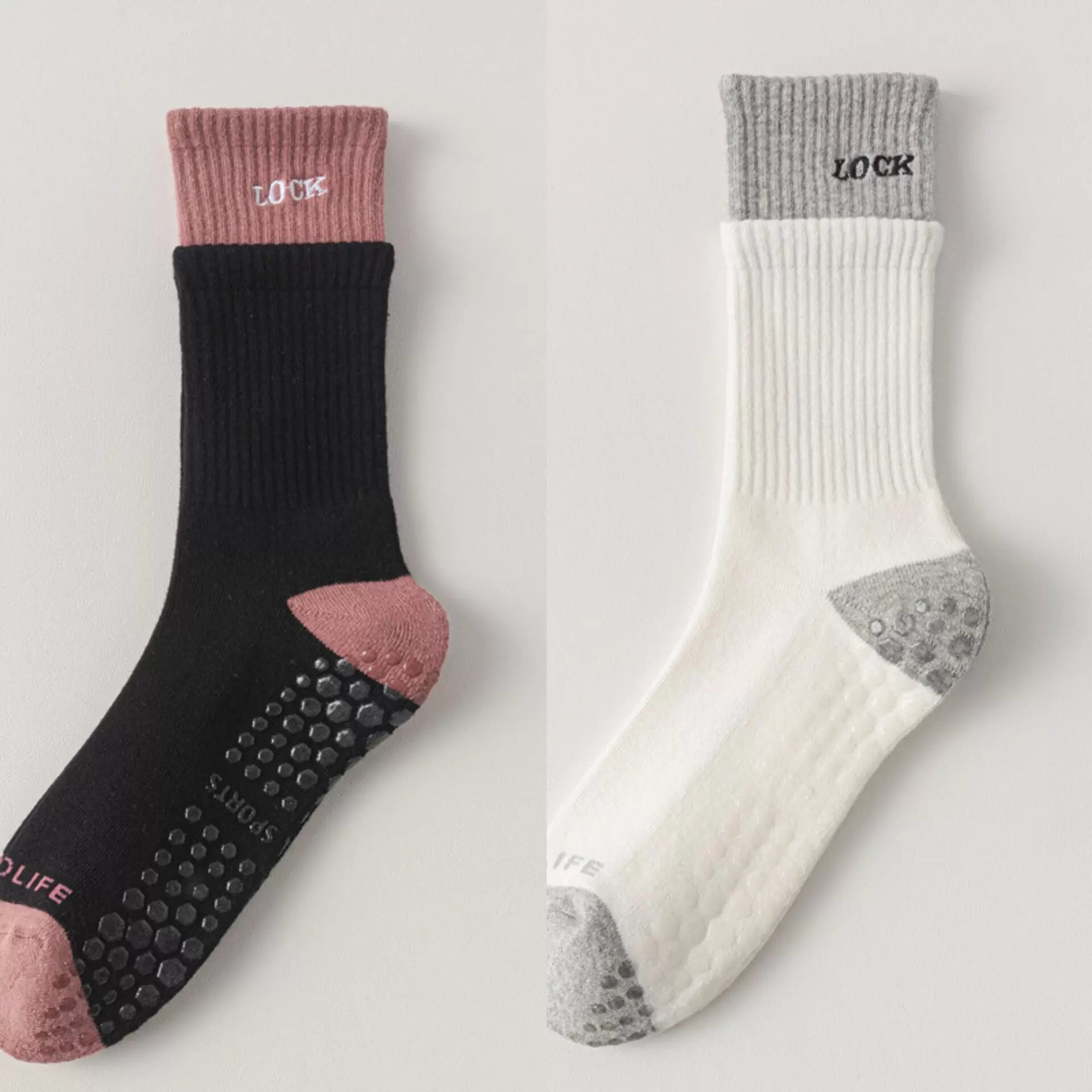 Findszx | Women’s Cushioned Mid-Calf Cotton Yoga Socks with Grip for Pilates & Indoor Fitness