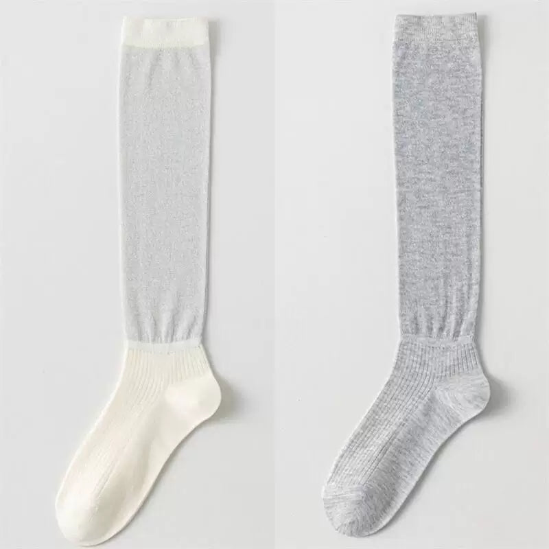 Findszx | Lightweight Shimmer Long Calf Socks for Women, Smooth Sheer Texture, Summer Mid-High Style