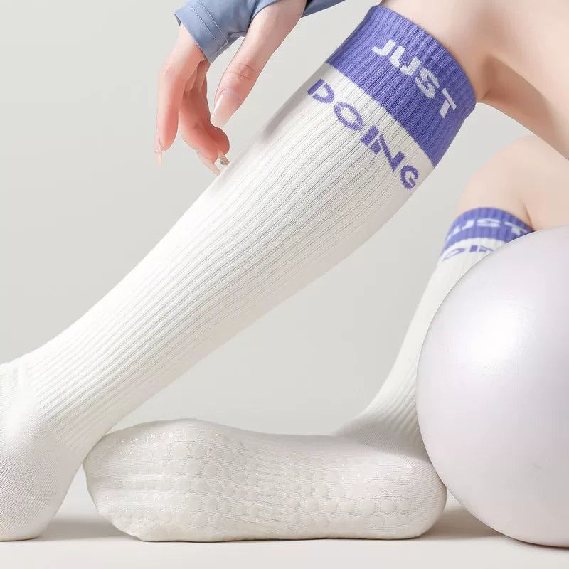 Findszx | Women’s Mid-Calf Cotton Yoga Socks with Grip for Pilates, Studio Training & Indoor Workouts