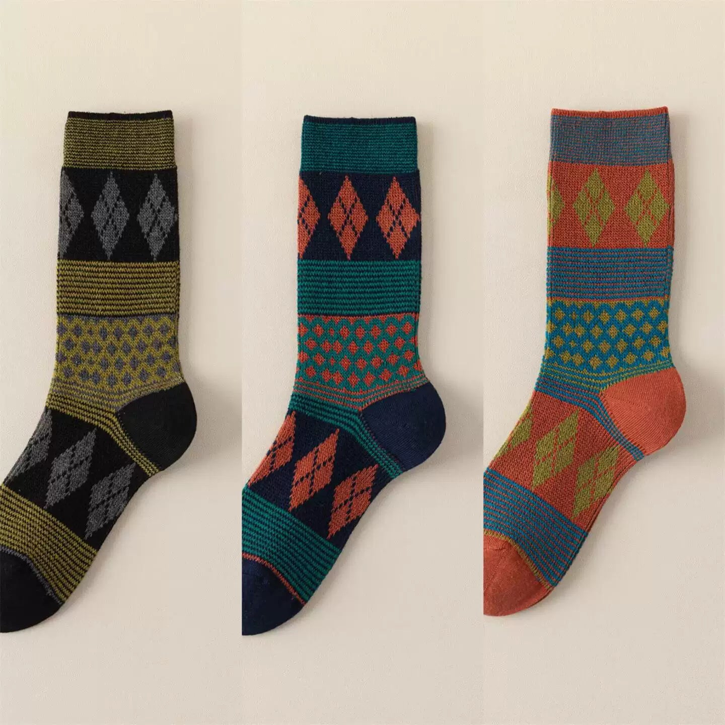 Findszx | Women’s Double-Knit Mid-Calf Cotton Socks with Soft Pile Texture for Spring & Autumn Wear