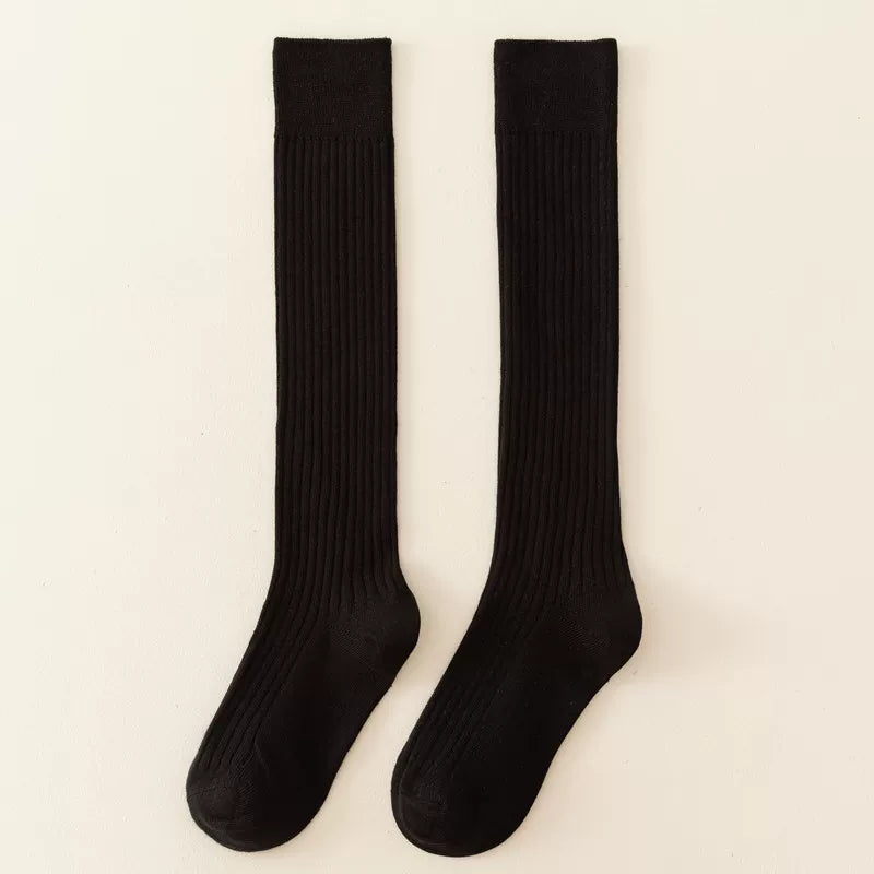 Autumn And Winter Ballet Wide Calf Socks For Women, Korean Version Jk Thickened Long Over-The-Knee Socks, Slim Vertical Strips, Non-Slip High Socks, Cotton