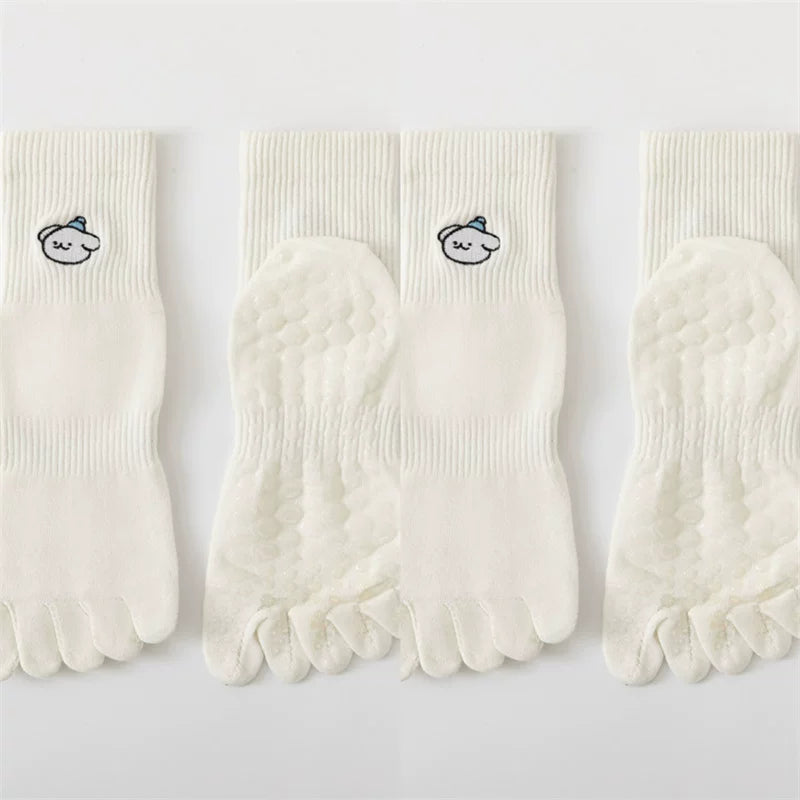 Findszx | Women’s Mid-Calf Five-Toe Cotton Yoga Socks with Grip for Pilates & Indoor Training