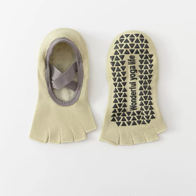 Findszx | Women’s Short-Cuff Open-Toe Five-Toe Yoga Socks with Grip for Pilates & Indoor Fitness