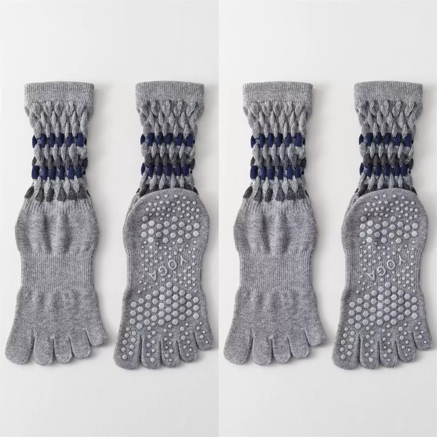 Findszx | Women’s Cotton Five-Toe Yoga Socks with Grip for Pilates, Studio Training & Indoor Fitness