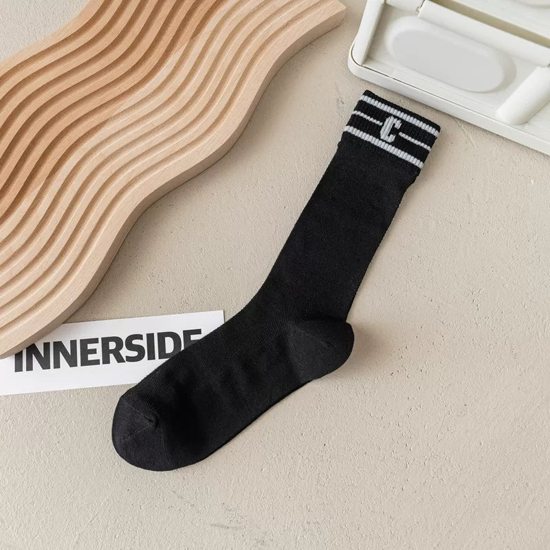 Findszx | Women’s Ultra-Light Mid-Calf Mesh Cotton Socks with Letter Detail for Spring & Summer Wear