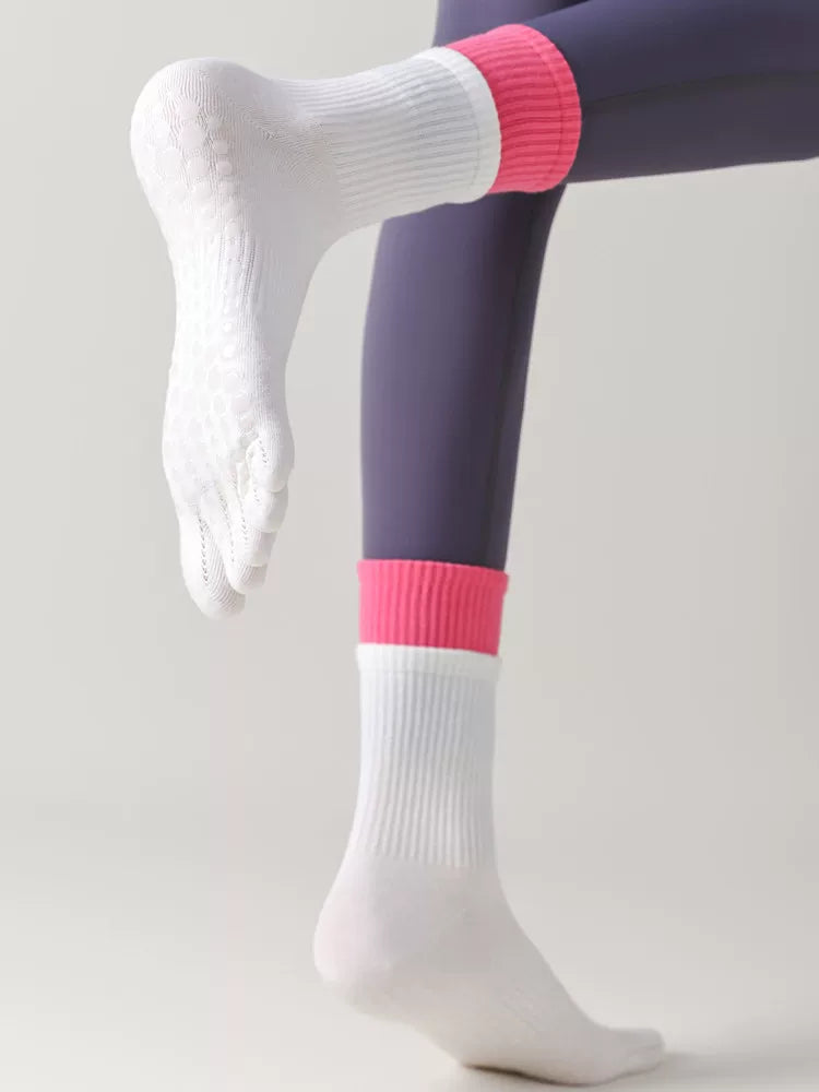 Findszx | Women’s Mid-Calf Five-Toe Yoga Socks with Grip for Pilates, Dance & Indoor Training