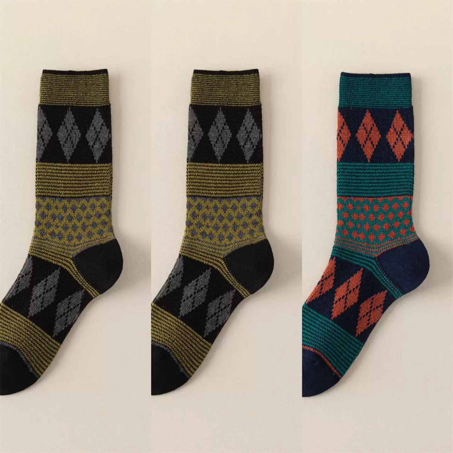 Findszx | Women’s Double-Knit Mid-Calf Cotton Socks with Soft Pile Texture for Spring & Autumn Wear