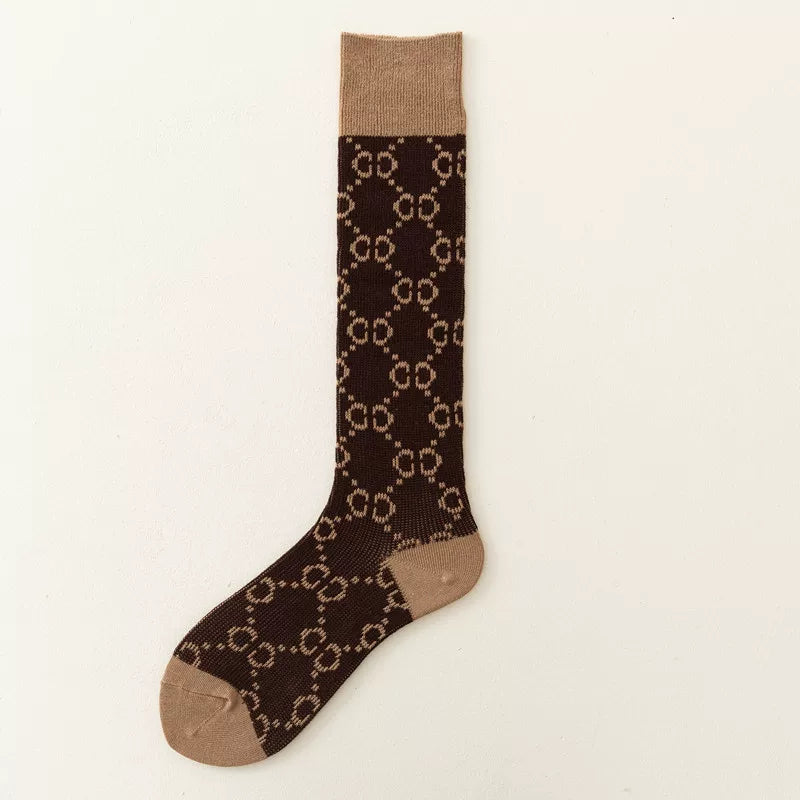 Findszx | Women’s Letter-Detail Calf Cotton Socks with Double-Knit Texture for Autumn & Winter Wear