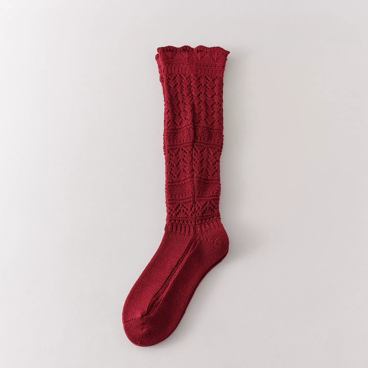 Findszx | Women’s Retro Wool-Blend Lace Calf Socks with Open-Knit Texture for Autumn & Winter Wear