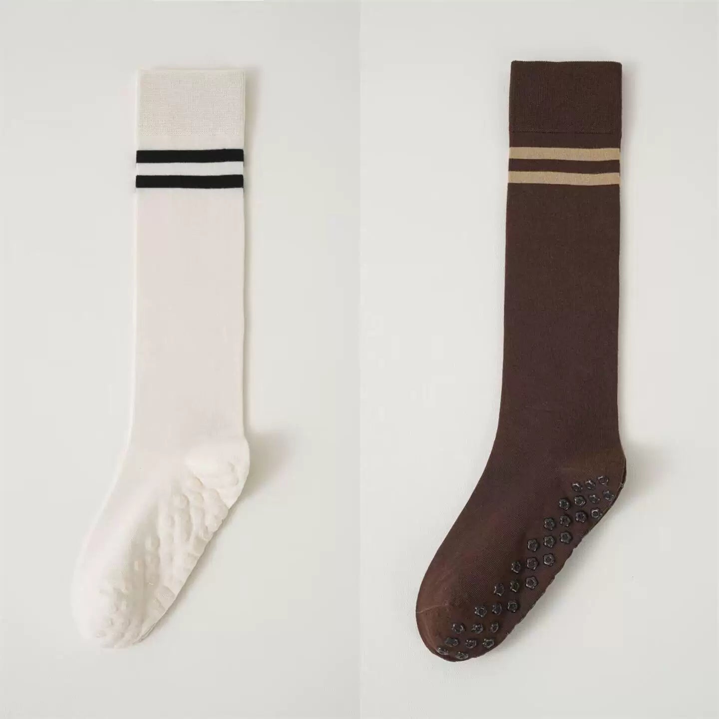 Findszx | Women’s Striped Long-Calf Yoga Socks with Grip for Pilates & Indoor Training