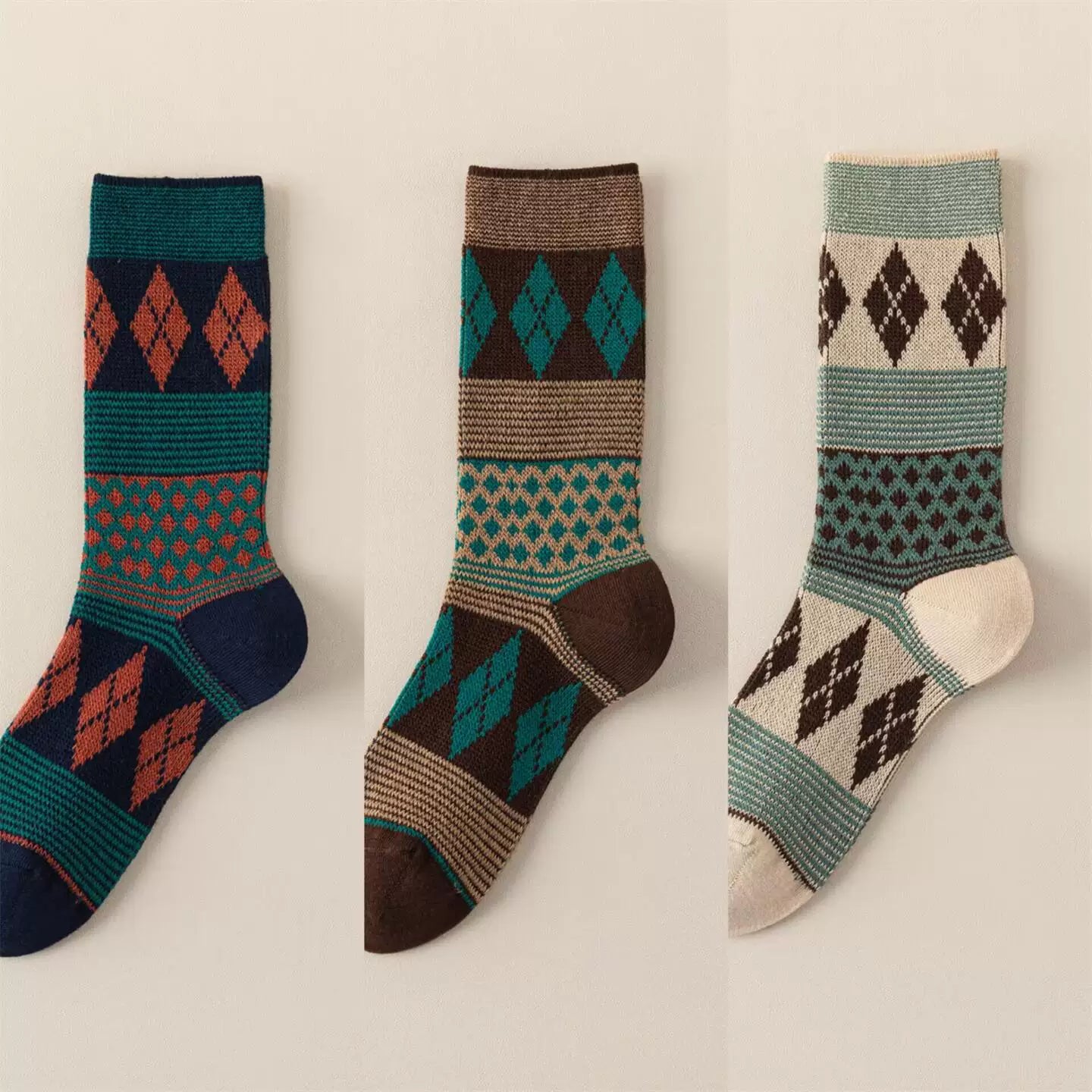 Findszx | Women’s Double-Knit Mid-Calf Cotton Socks with Soft Pile Texture for Spring & Autumn Wear