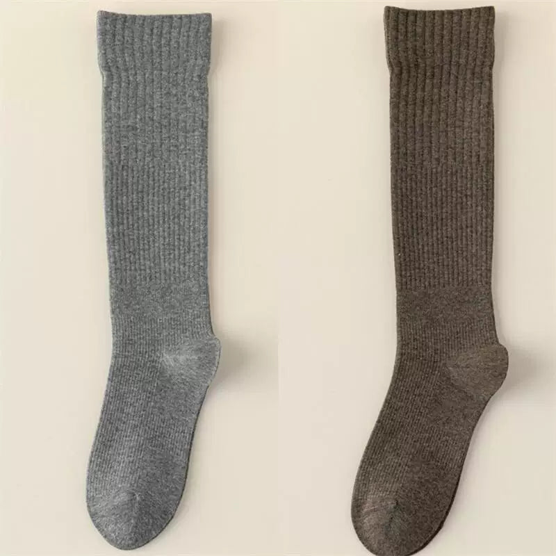 Findszx | Women’s Striped Knee-Length Cotton Socks with Seamless Knit for Spring & Autumn Wear