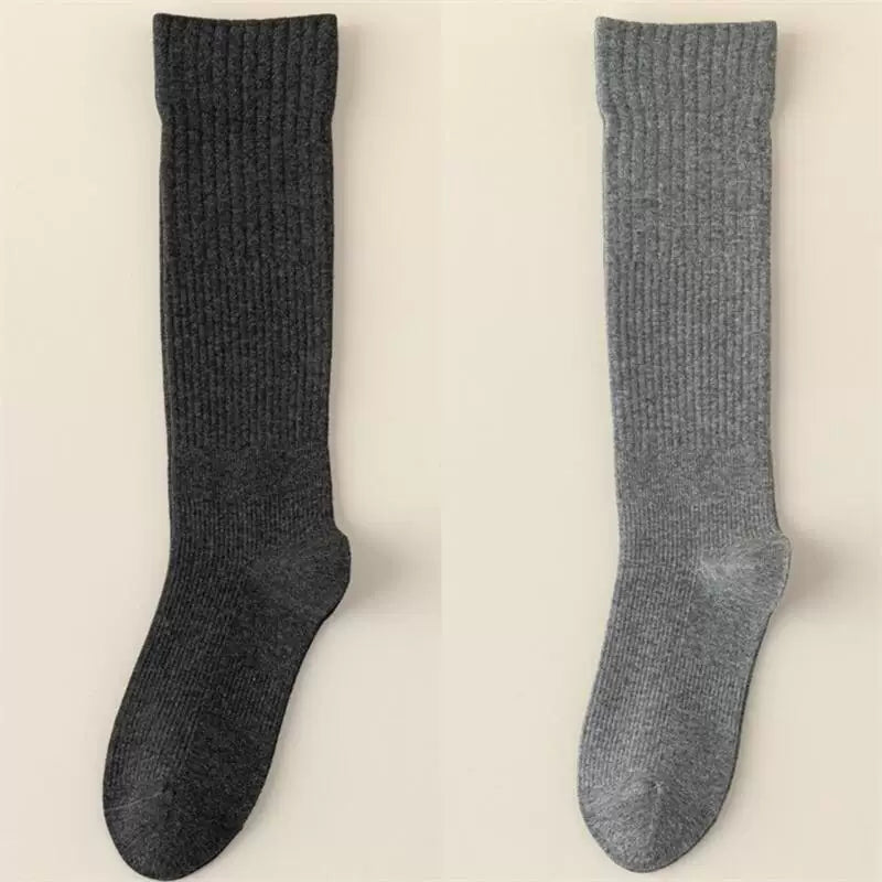 Findszx | Women’s Striped Knee-Length Cotton Socks with Seamless Knit for Spring & Autumn Wear