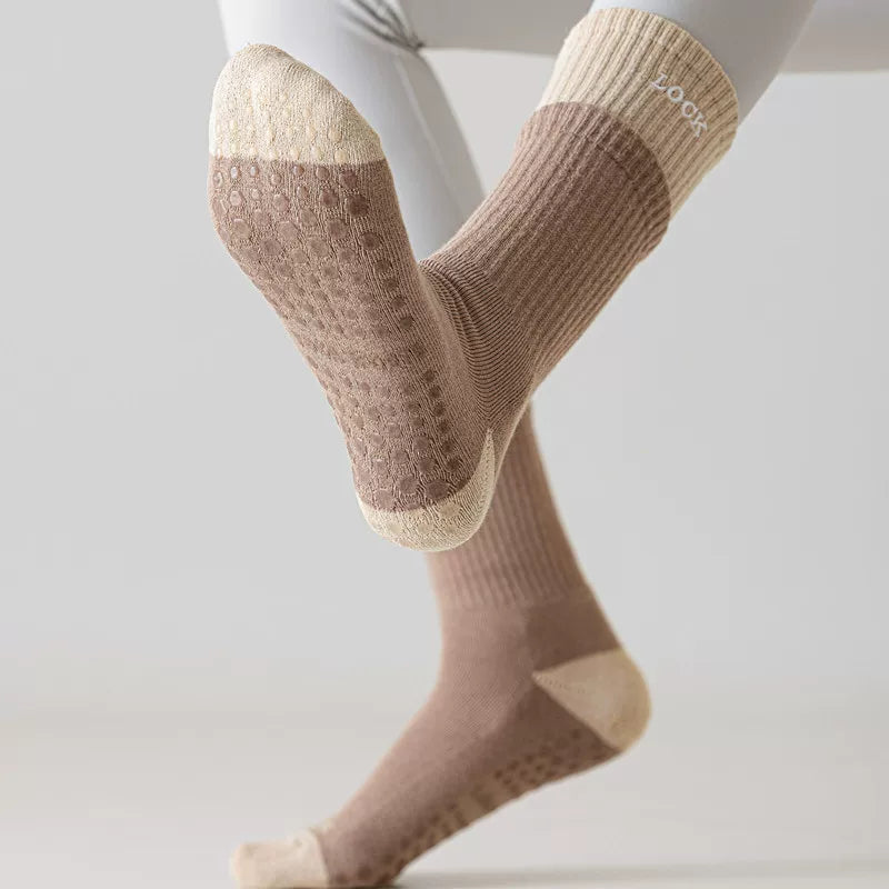 Findszx | Women’s Cushioned Mid-Calf Cotton Yoga Socks with Grip for Pilates & Indoor Fitness